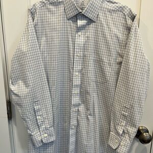 Brooks Brothers White and Blue Plaid Dress Shirt